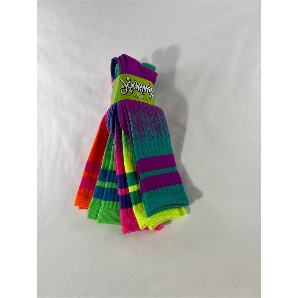Journeys Knee High Socks Mens 6-12 Multi Color Neon Gradient Stripe 5 Pair Pack
